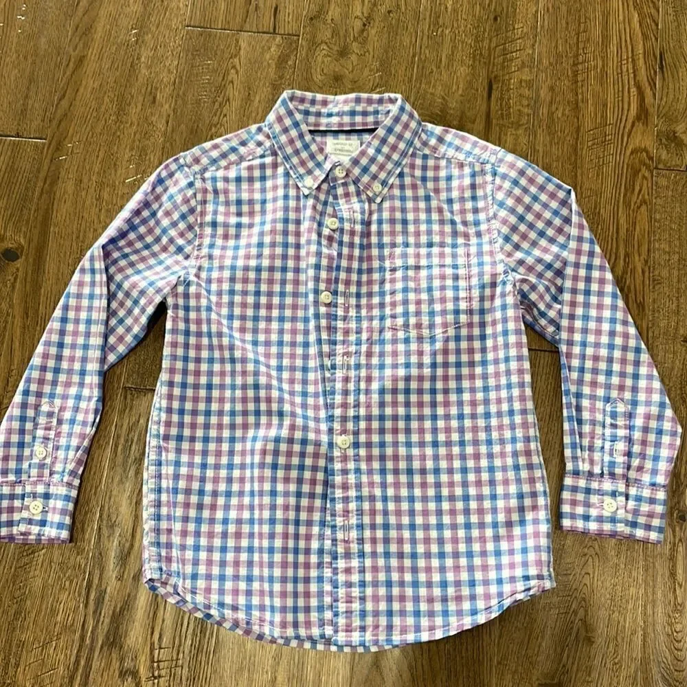 Gymboree Boys purple and blue checked dress shirt. Sz 5-6